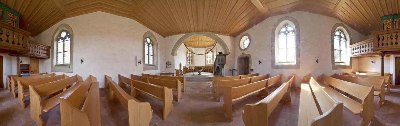 Kirche Wengi von innen Fischaugen-Kamerabild